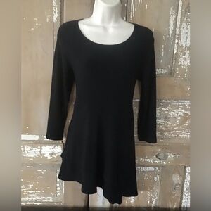 Sympli Top Size 8 Stretch Asymmetrical 3/4 Sleeve Black Laganlook
